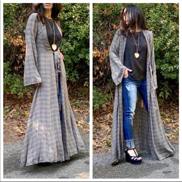 ABSOLUTELY GORGEOUS LONGLINE TIE FRONT DUSTER - Picture 2 of 8